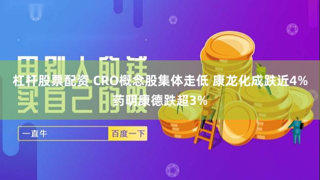 杠杆股票配资 CRO概念股集体走低 康龙化成跌近4%药明康德跌超3%