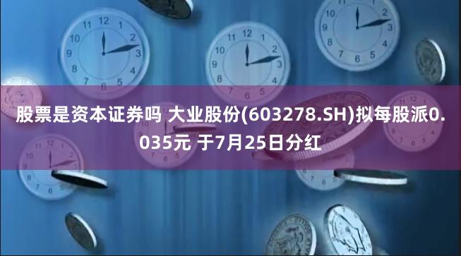股票是资本证券吗 大业股份(603278.SH)拟每股派0.035元 于7月25日分红